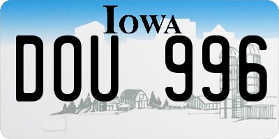 IA license plate DOU996