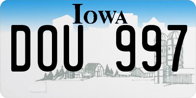 IA license plate DOU997