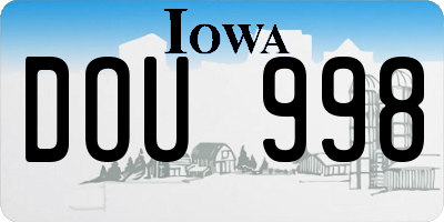 IA license plate DOU998