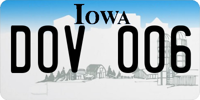 IA license plate DOV006