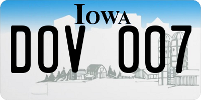 IA license plate DOV007