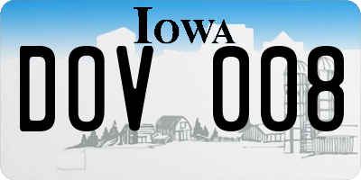 IA license plate DOV008