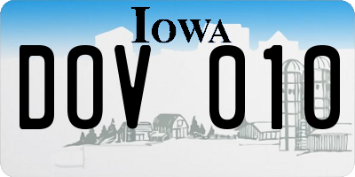 IA license plate DOV010