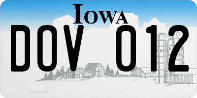 IA license plate DOV012