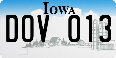IA license plate DOV013