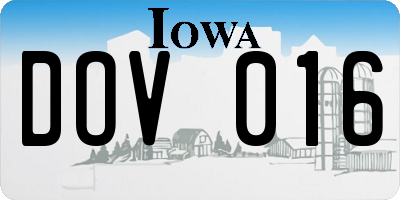 IA license plate DOV016