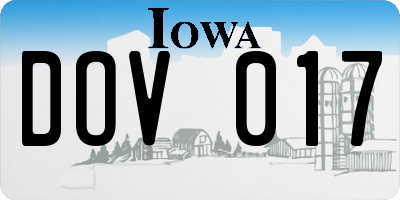 IA license plate DOV017