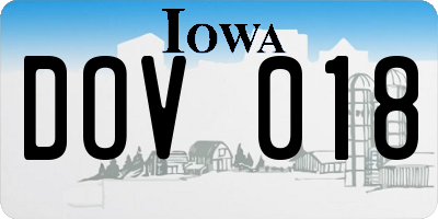 IA license plate DOV018