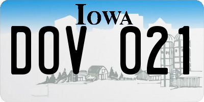 IA license plate DOV021