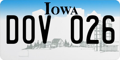 IA license plate DOV026