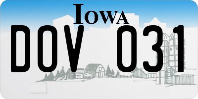 IA license plate DOV031