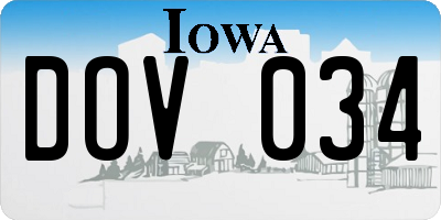 IA license plate DOV034