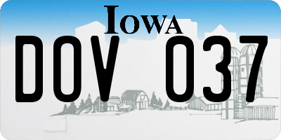 IA license plate DOV037