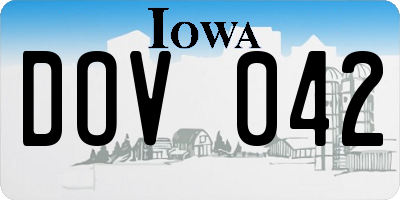 IA license plate DOV042
