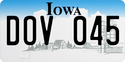 IA license plate DOV045