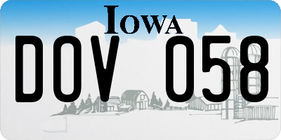 IA license plate DOV058