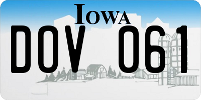 IA license plate DOV061