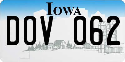 IA license plate DOV062