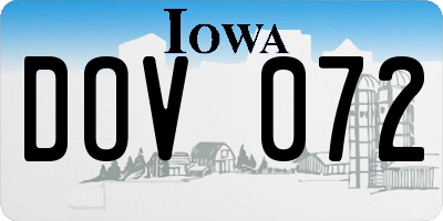 IA license plate DOV072