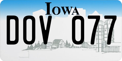 IA license plate DOV077