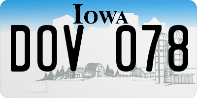 IA license plate DOV078