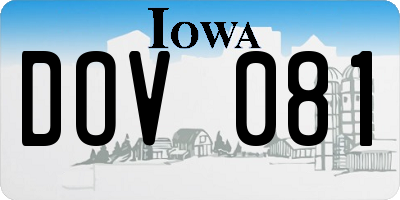 IA license plate DOV081