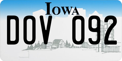 IA license plate DOV092
