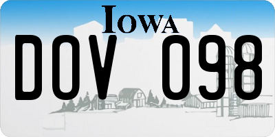 IA license plate DOV098