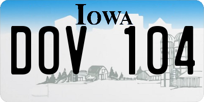 IA license plate DOV104