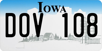 IA license plate DOV108