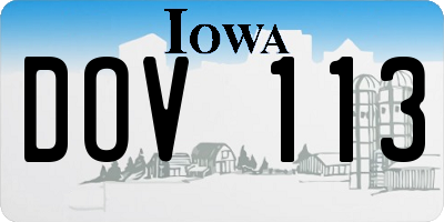 IA license plate DOV113