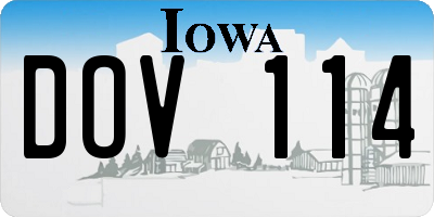 IA license plate DOV114