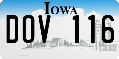 IA license plate DOV116