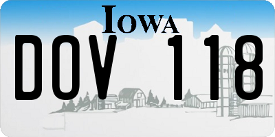 IA license plate DOV118