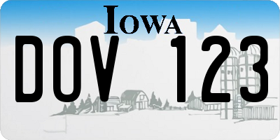 IA license plate DOV123