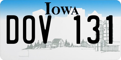 IA license plate DOV131