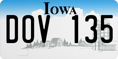 IA license plate DOV135