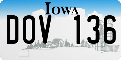 IA license plate DOV136