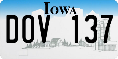 IA license plate DOV137