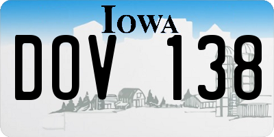 IA license plate DOV138