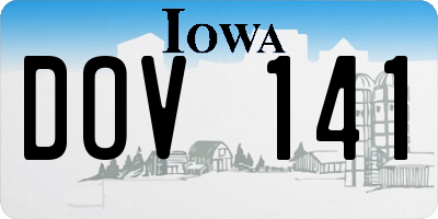 IA license plate DOV141