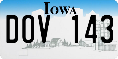 IA license plate DOV143