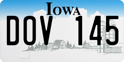 IA license plate DOV145