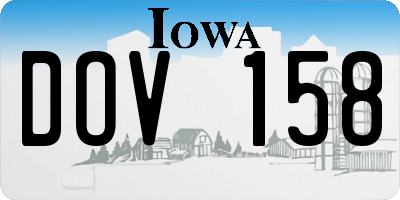 IA license plate DOV158