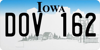 IA license plate DOV162