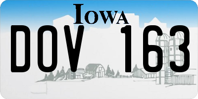 IA license plate DOV163