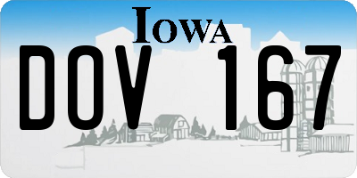 IA license plate DOV167