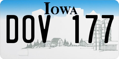 IA license plate DOV177
