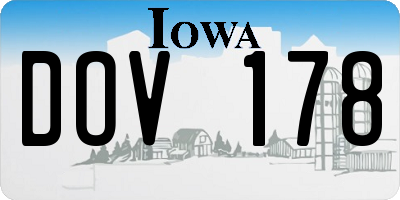 IA license plate DOV178