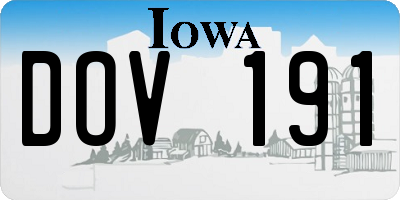 IA license plate DOV191